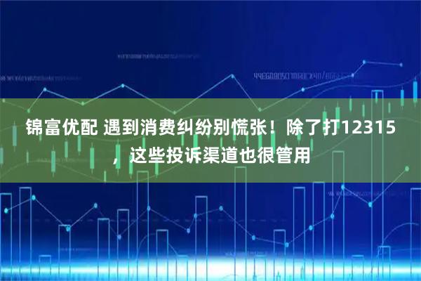 锦富优配 遇到消费纠纷别慌张！除了打12315，这些投诉渠道也很管用