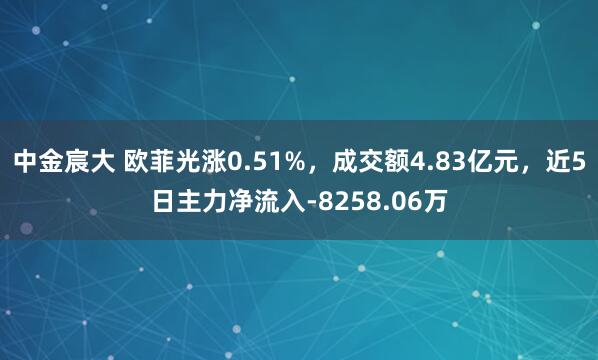中金宸大 欧菲光涨0.51%，成交额4.83亿元，近5日主力净流入-8258.06万